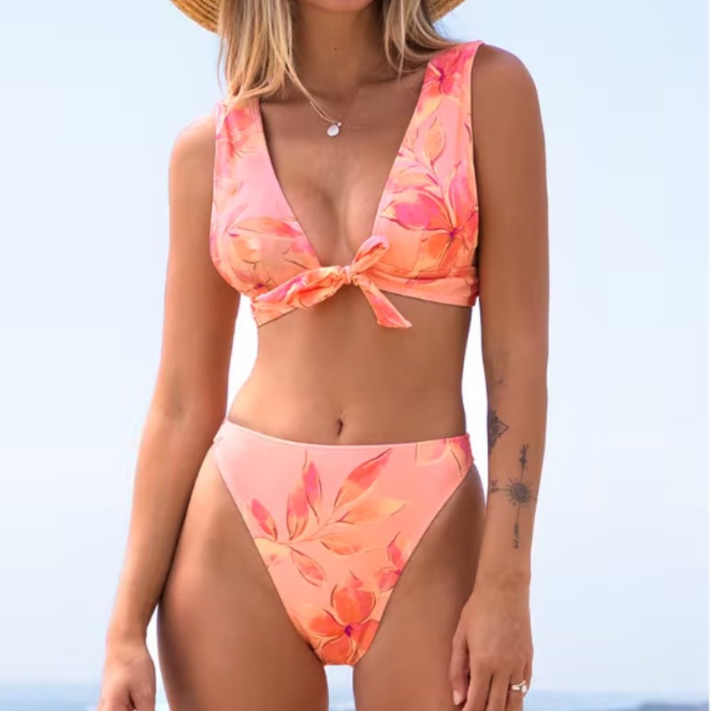 Cupshe Luminescent Wide Straps High Waist Bikini Set - S